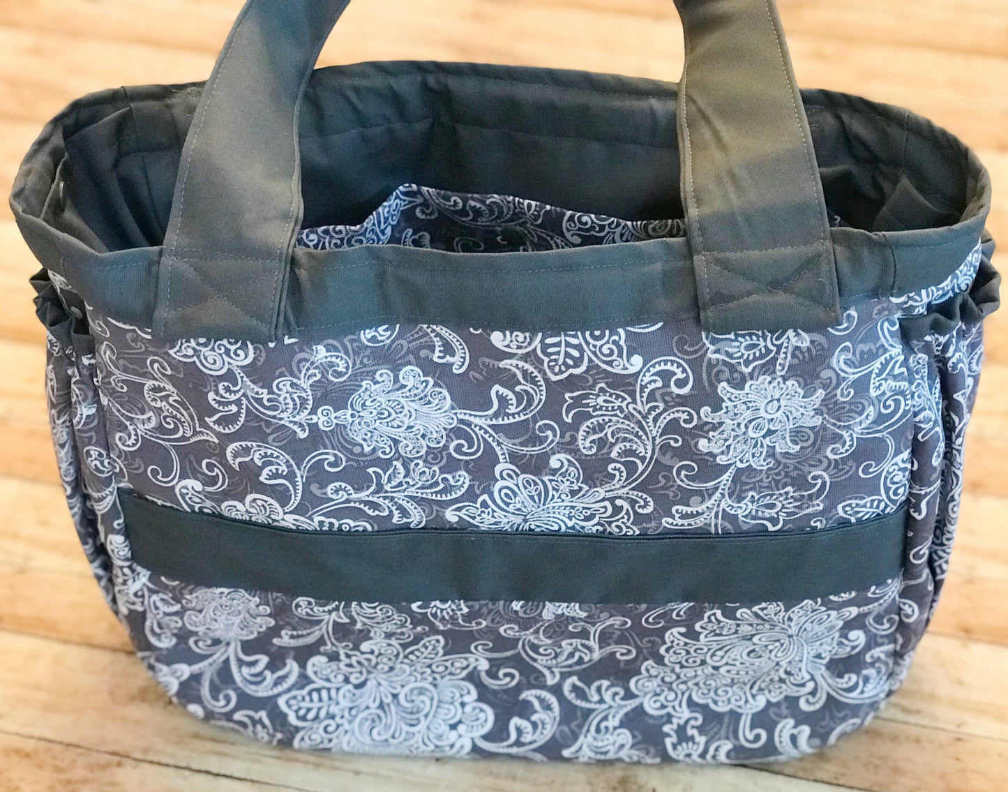 Gray & White Everything Tote-Modesty n Mind-Ready to Ship,Tote Bags