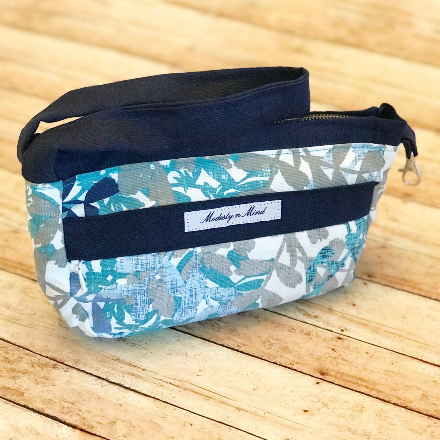 Teal Blue Gray Casual Wristlet