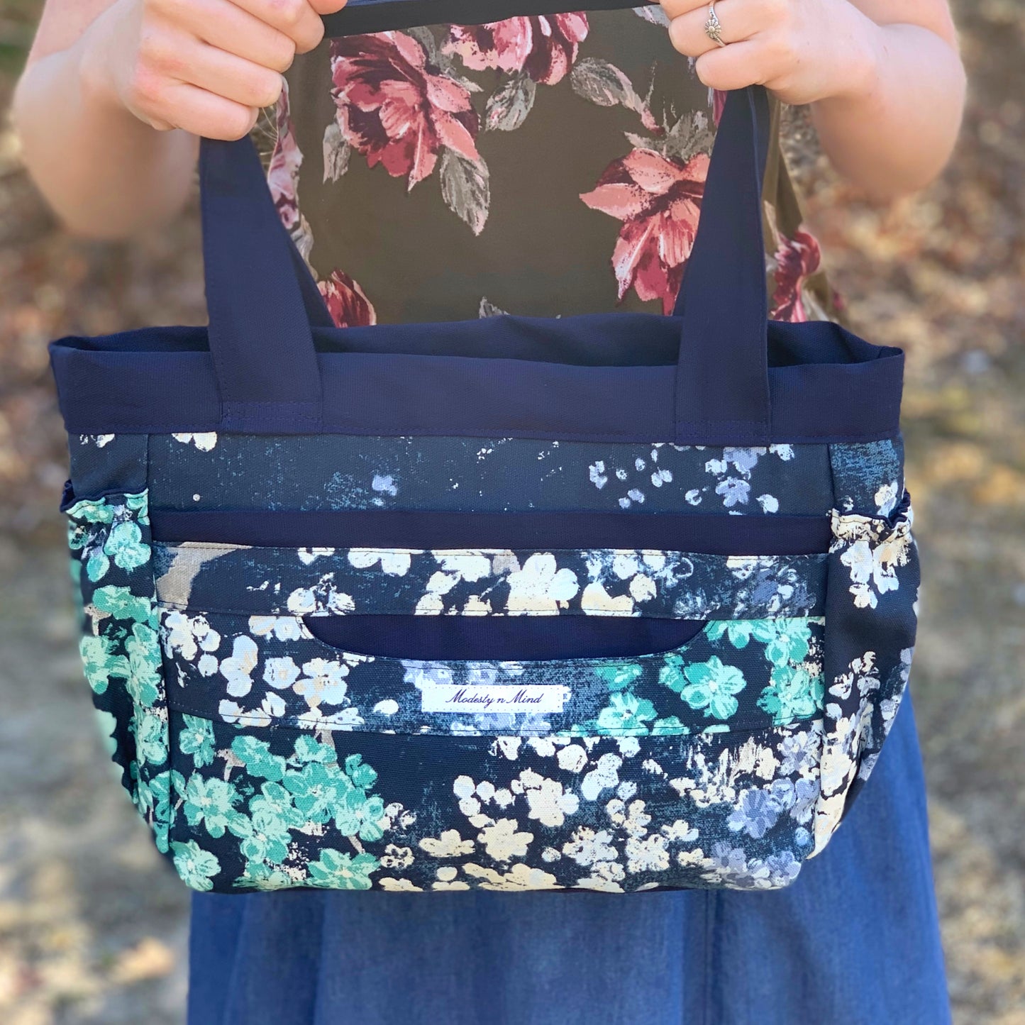 Blue Floral Mini Everything Tote
