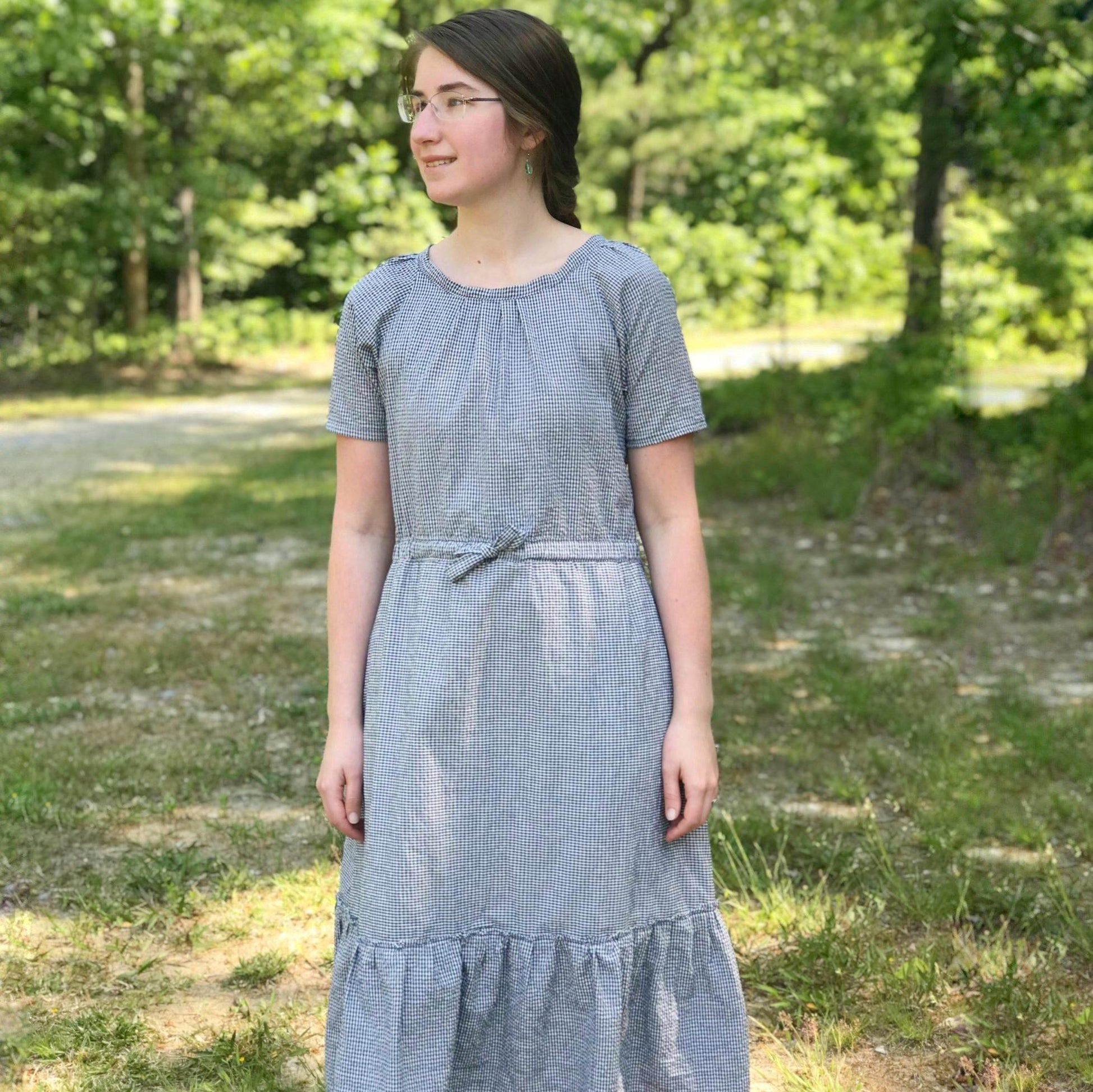 Modern Prairie Style Dress in Seersucker - Modesty n Mind