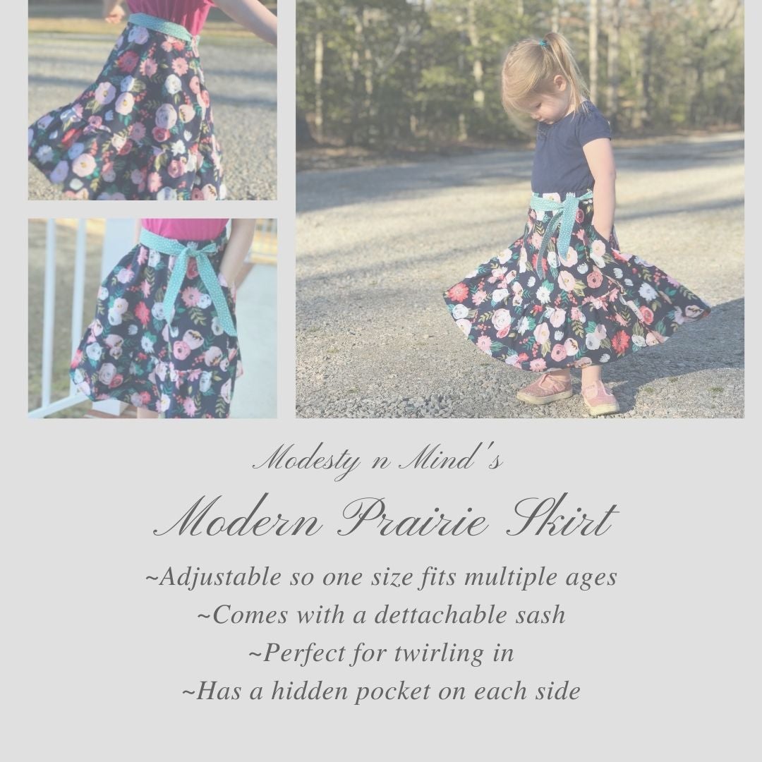 Toddler's Navy Floral Modern Prairie Skirt