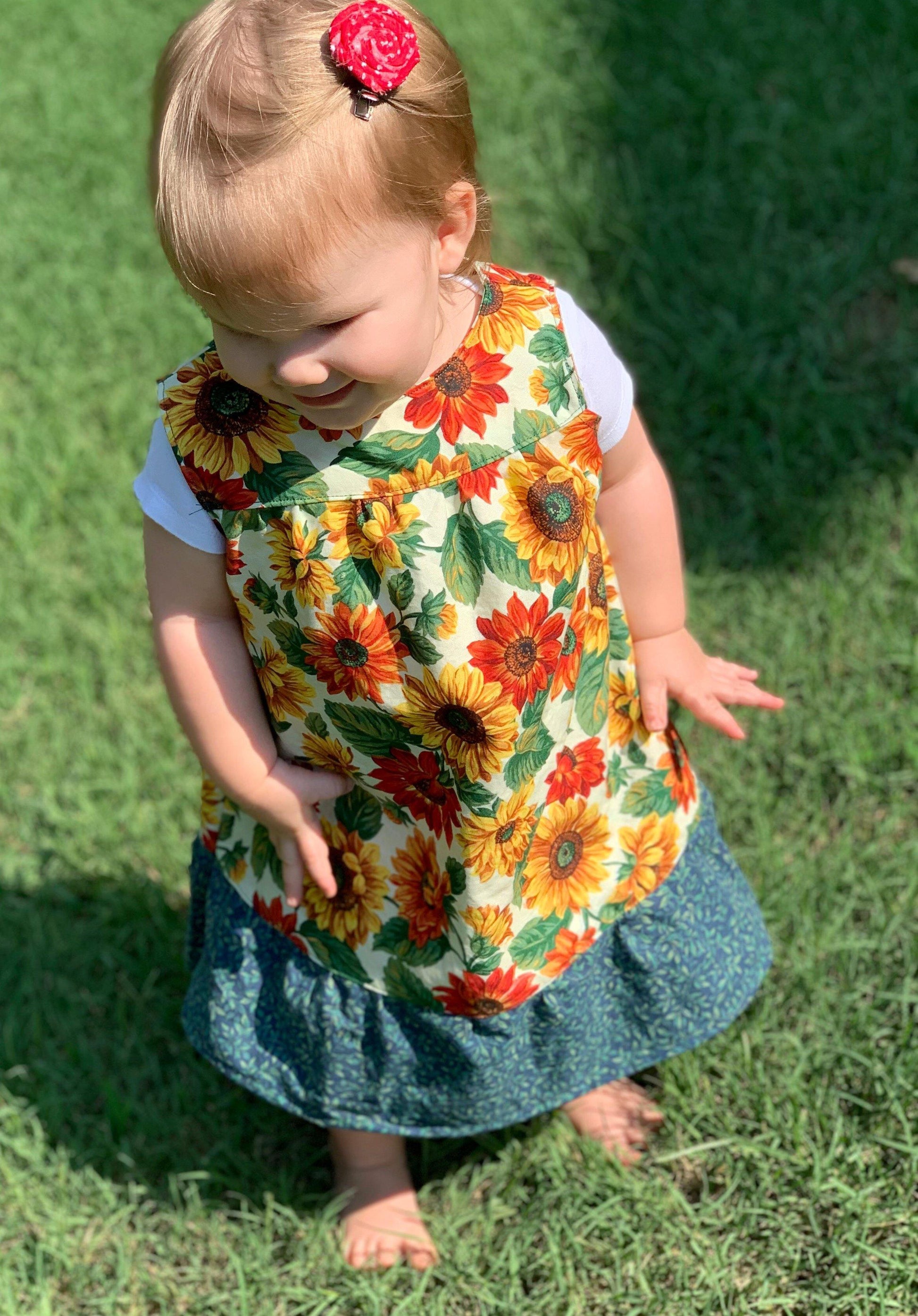 Sunflower Elinor Shirt-Dress | Size 18mos.-5T-Modesty n Mind-Girls' Clothing,Grow-with-me Clothing,Ready to Ship