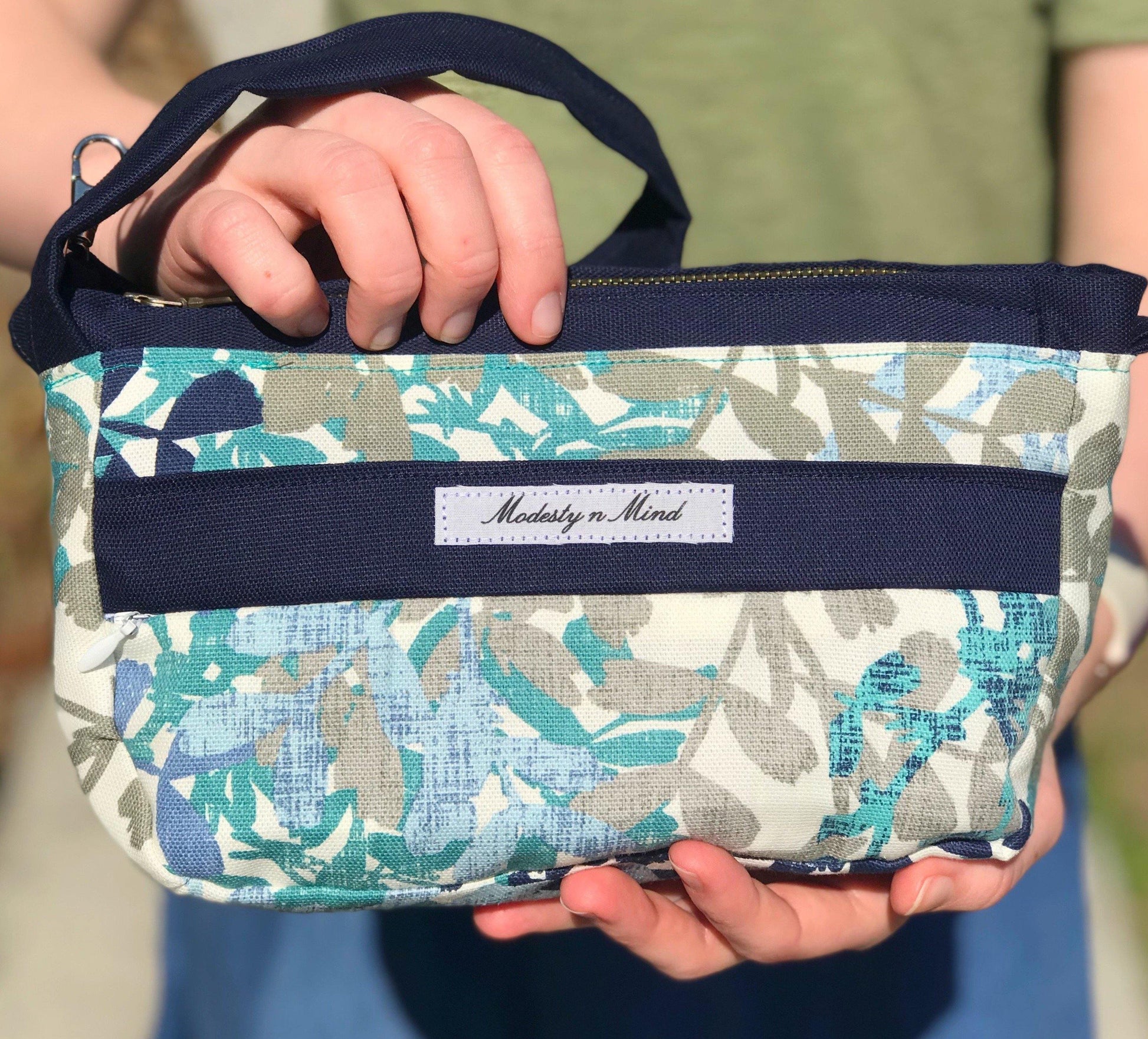 Teal Blue Gray Casual Wristlet-Modesty n Mind-Ready to Ship,Wristlets