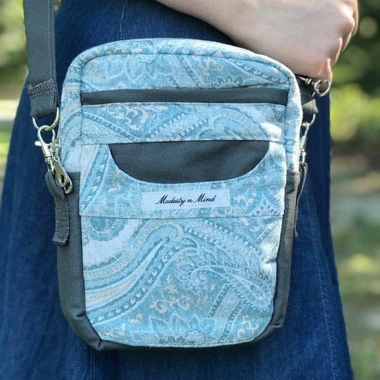 Teal & Gray Simple Crossbody-Modesty n Mind-Purses,Ready to Ship